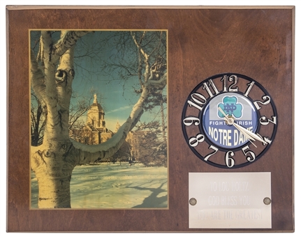 Notre Dame Clock Plaque Gifted To Lou Holtz (Holtz LOA)